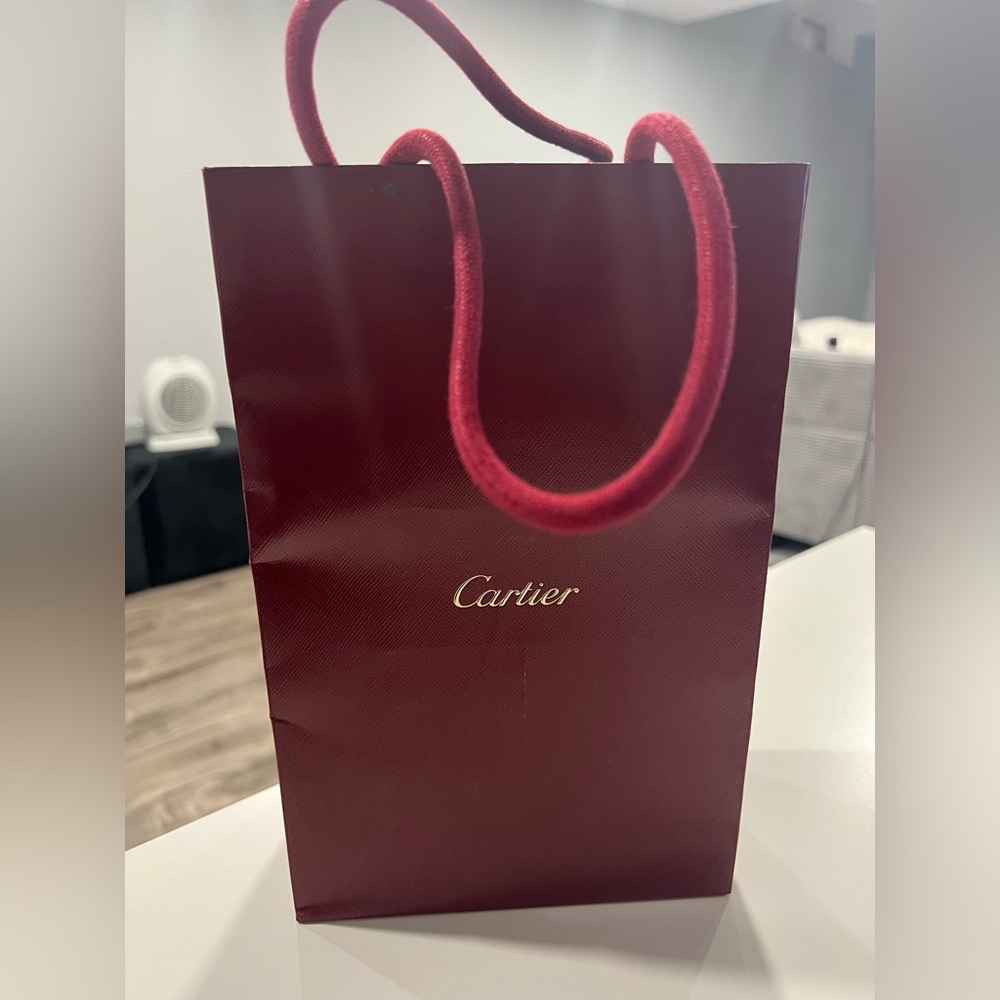 Cartier Burgundy Gift Bag with Gold Logo
